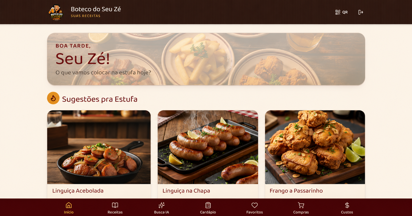 App Boteco do Seu Zé no computador